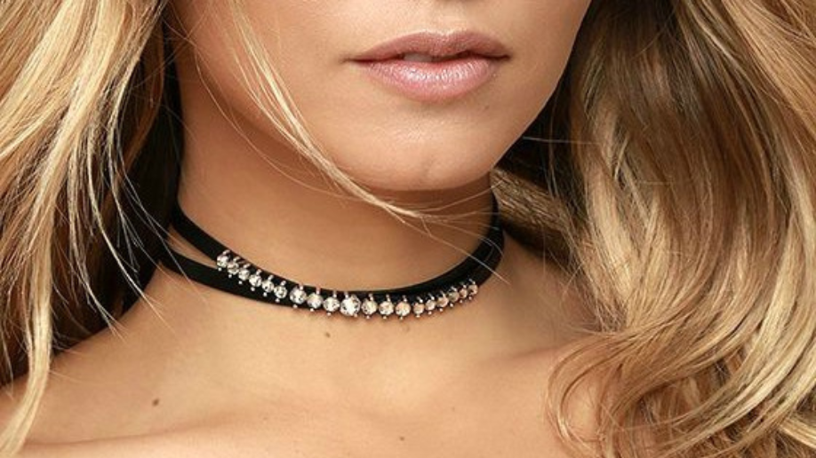 Silver or Gold O Ring Choker Black Velvet Collar Necklace 90s Goth