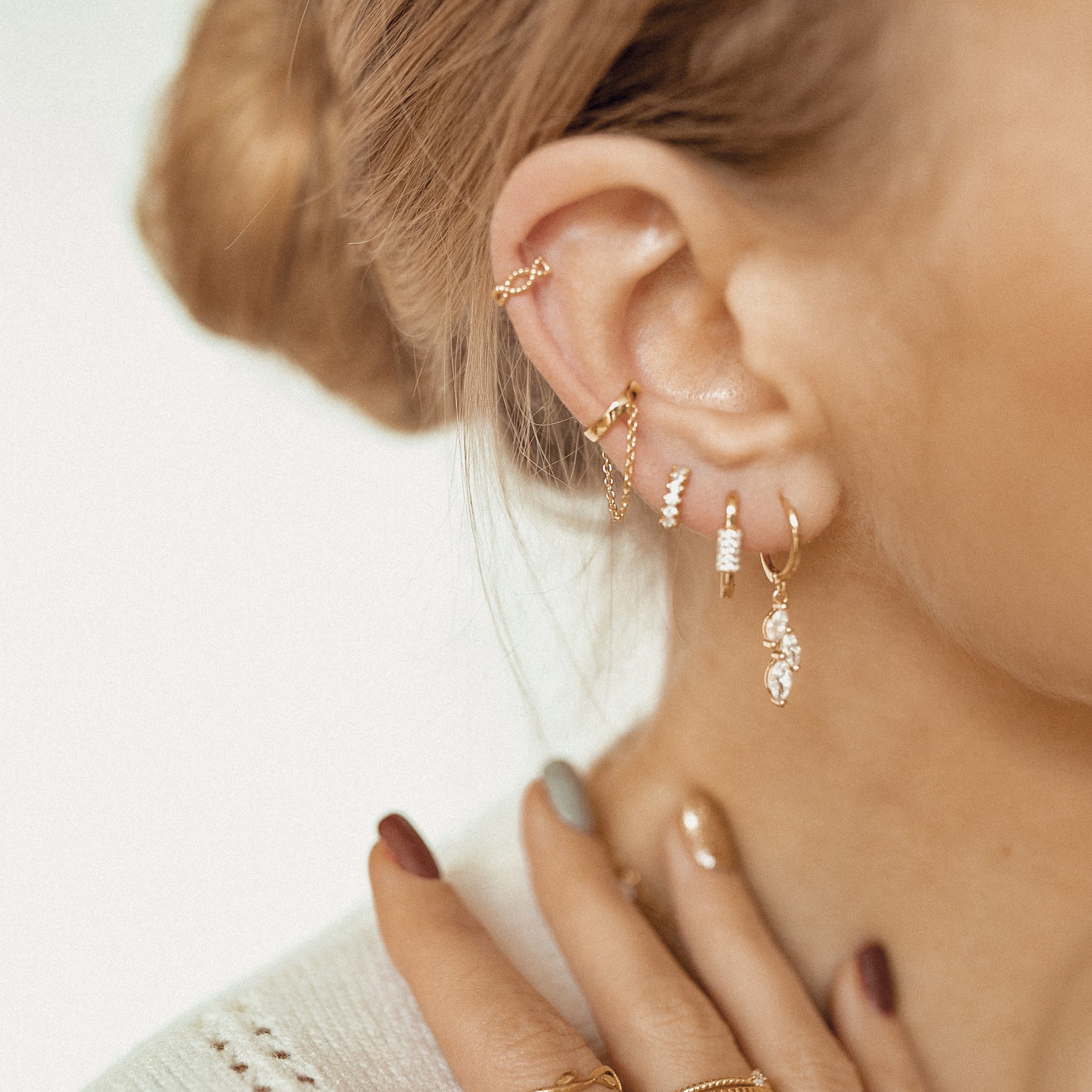Ear Cuff Cadena Plata de Ley 925 en Oro