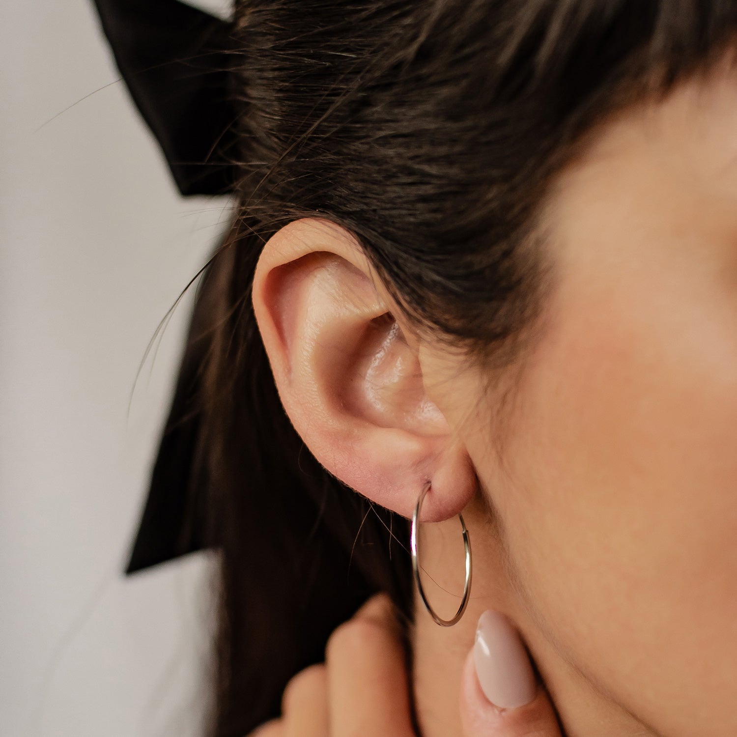 Boucles d’Oreilles Créoles Grande Fine Sterling Argent