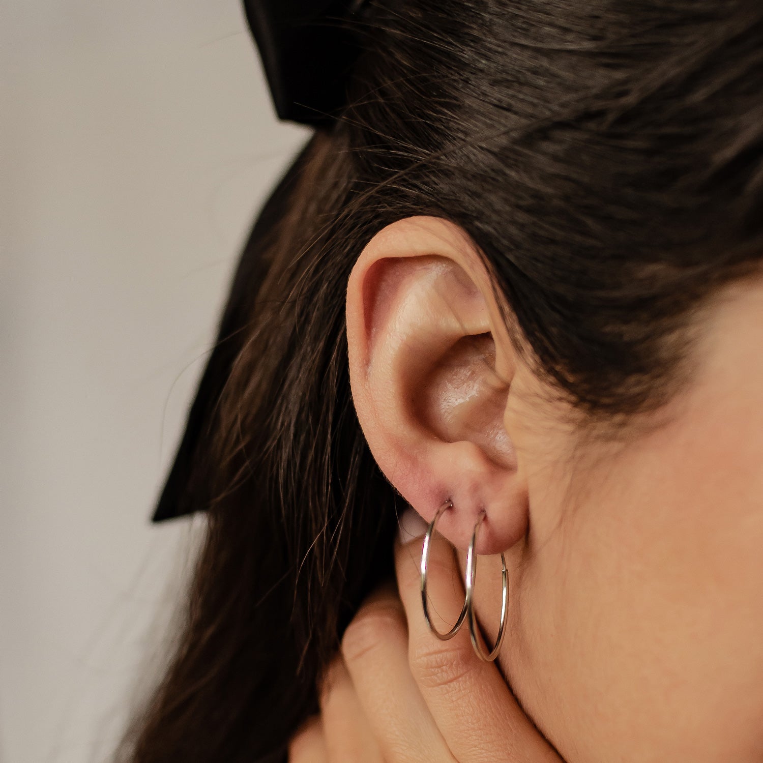 Boucles d’Oreilles Créoles Grande Fine Sterling Argent