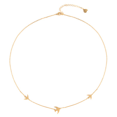 Flying Birds Necklace Gold