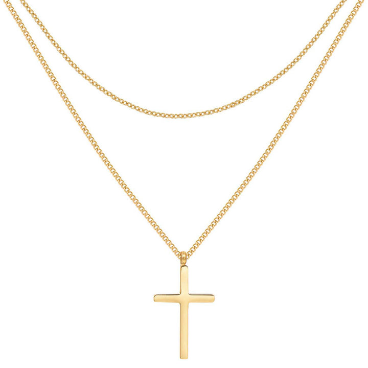 Mehrreihige Kette Kreuz in Goldfarbe