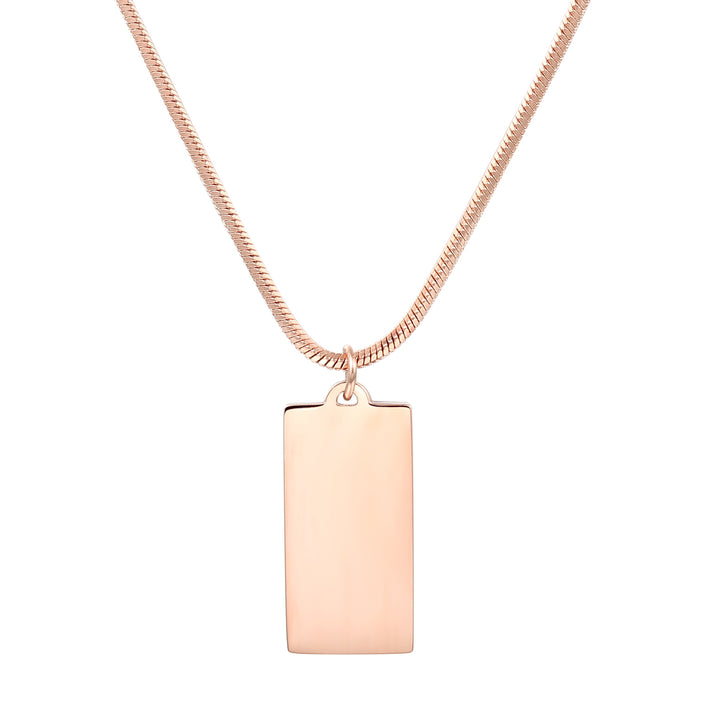 Collar de Colgante Rectangular en Oro Rosa