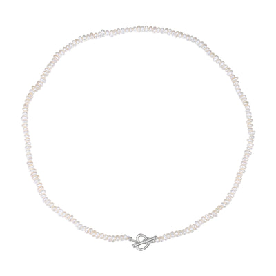 Pearl Heart Sterling Silver Clasp Choker Necklace