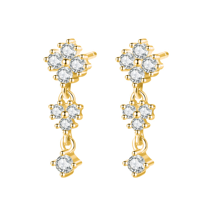 Pendientes Colgantes Florales en Cascada Plata de Ley 925