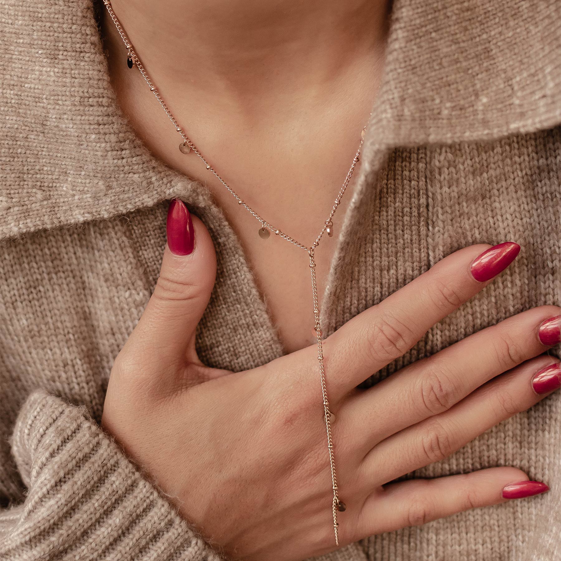 Coin Y Lariat Necklace Waterproof