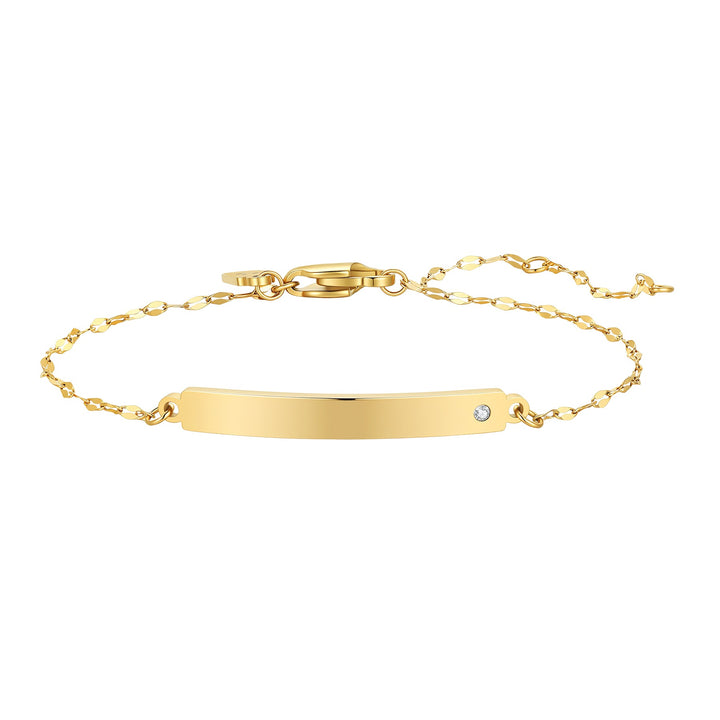 Armband mit Kristall-Bar und Rolo-Kette – Wasserfest