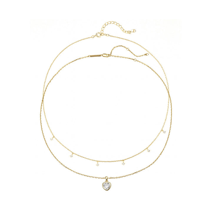 Ensemble Colliers Cœur en Cristal Argent Sterling