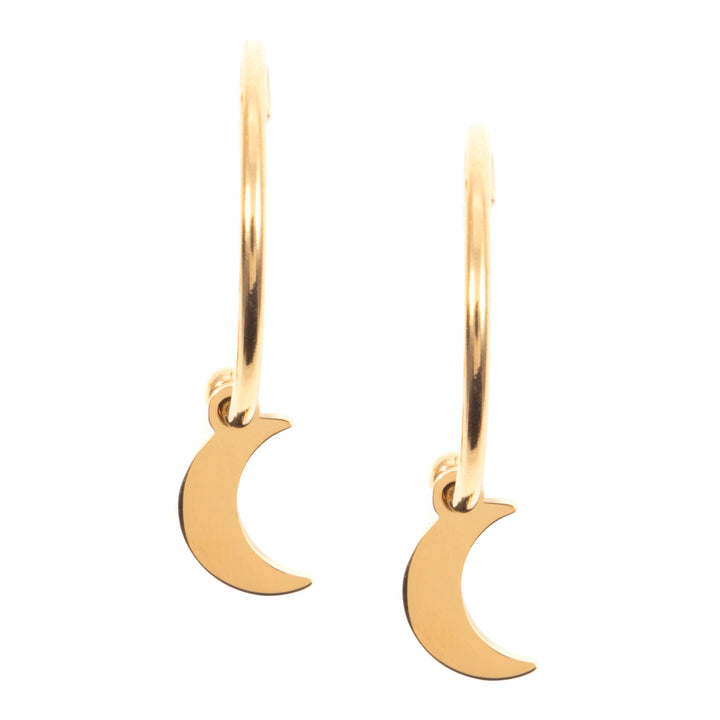 Pendientes de Aro y Luna en Oro Rosa
