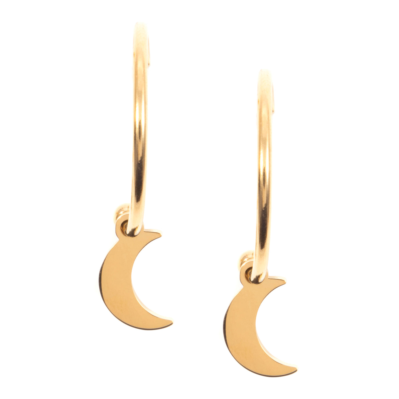 Moon Hoop Earrings Rose Gold