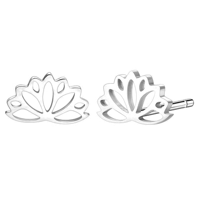 Lotus Stud Earrings Silver