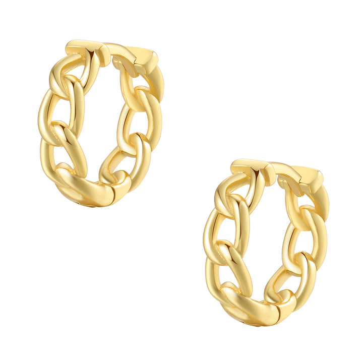 Pendientes Huggie Cadena Gruesa Plata de Ley 925