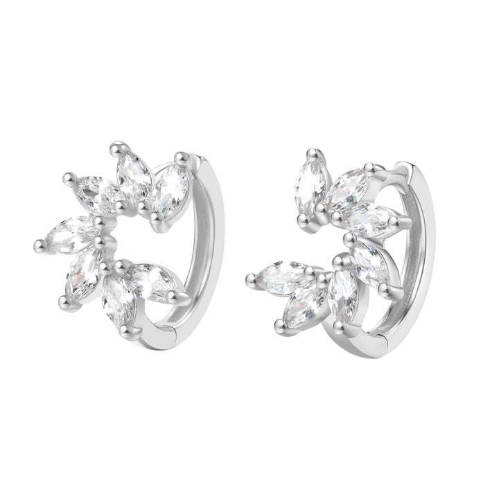 Pendientes Huggie Pétalo de Gema Plata de Ley 925