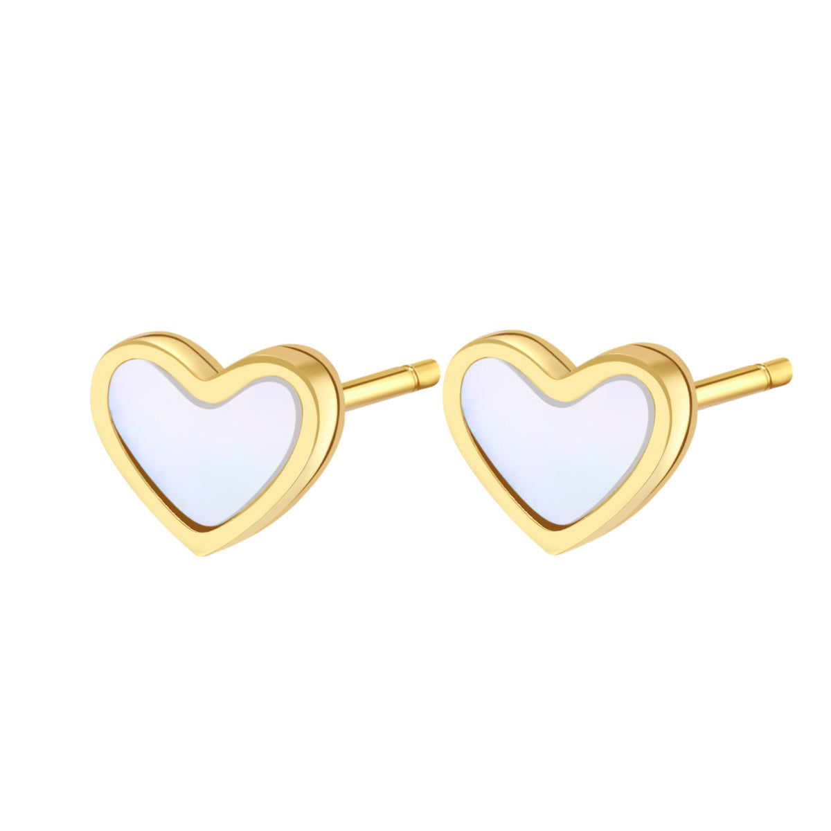 Shell Heart Stud Earrings Gold