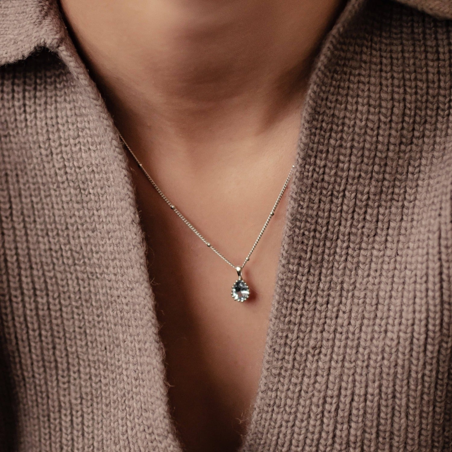 Collier Pierre de Naissance Décembre Topaze Bleue Argent Sterling