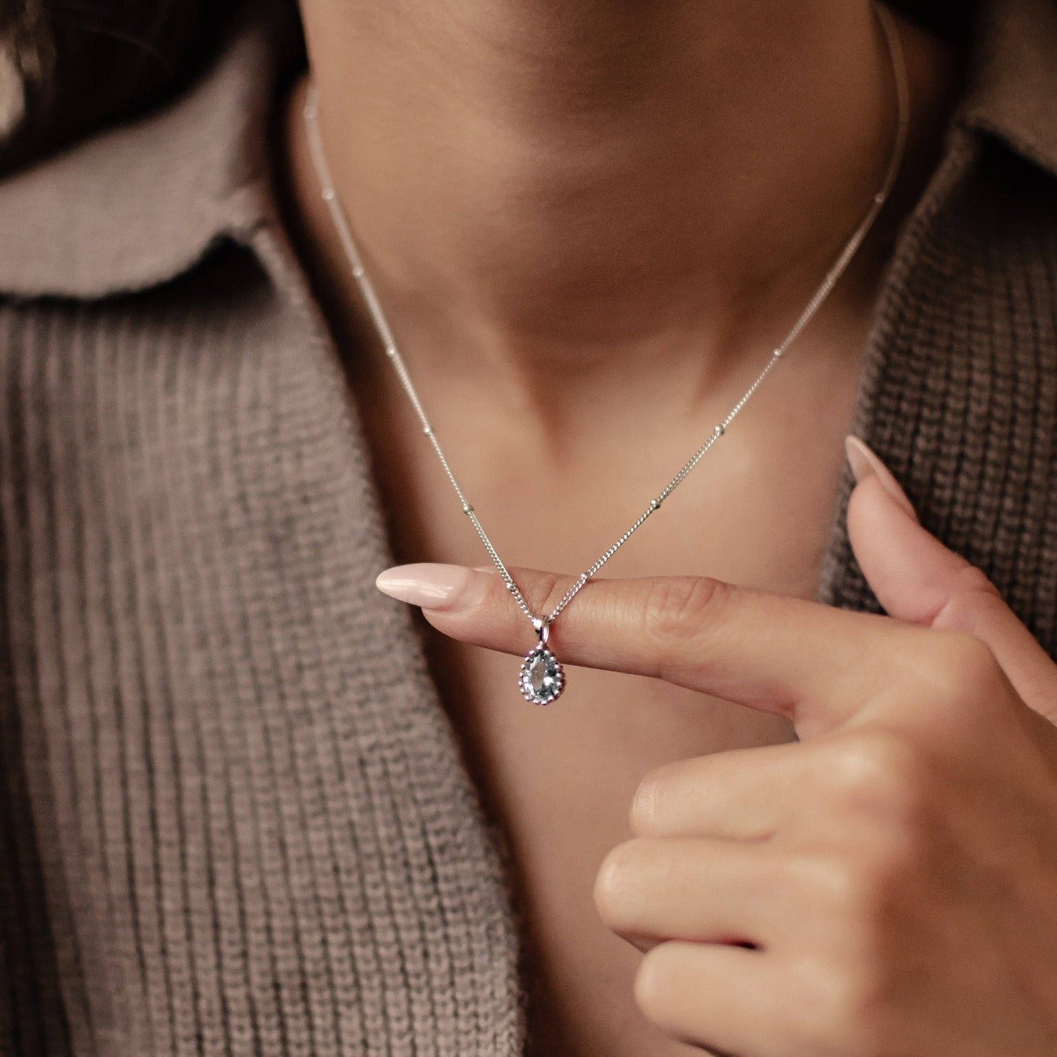 Collier Pierre de Naissance Décembre Topaze Bleue Argent Sterling