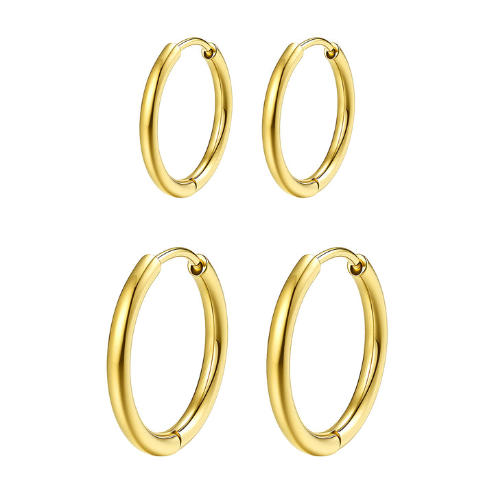 Zweier-Set Elegante Schlichte Creolen – Wasserfest