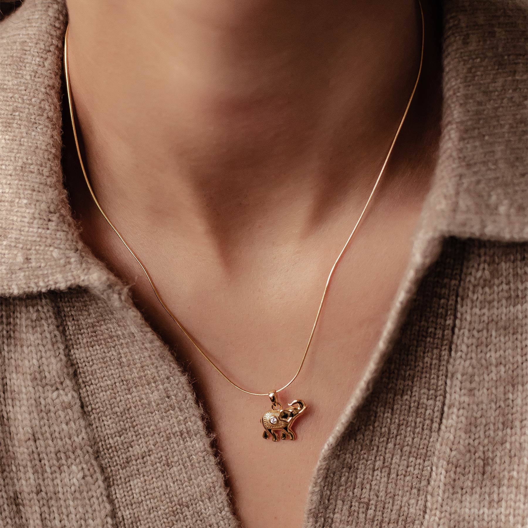 Collier Pendentif Éléphant Succès Argent Sterling