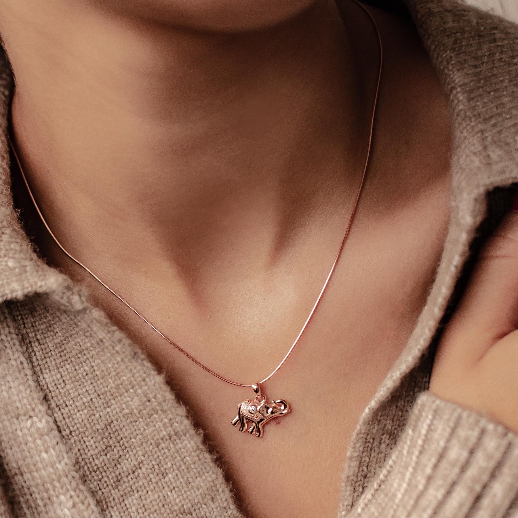 Collier Pendentif Éléphant Succès Argent Sterling
