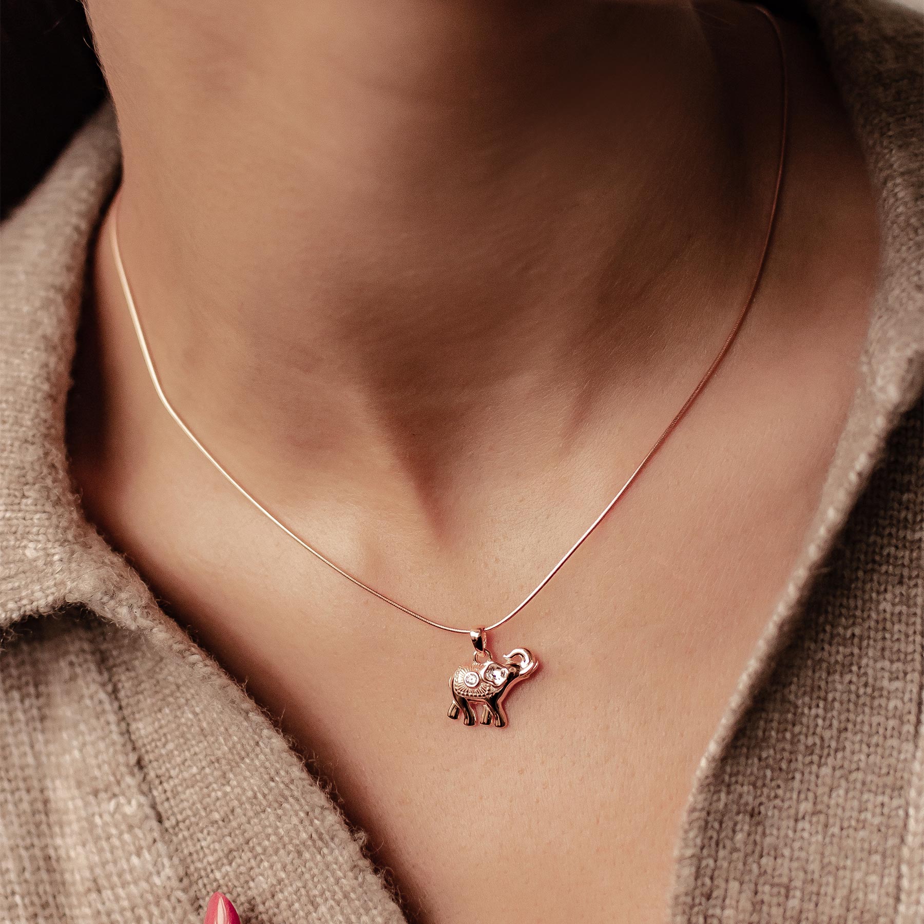 Collier Pendentif Éléphant Succès Argent Sterling