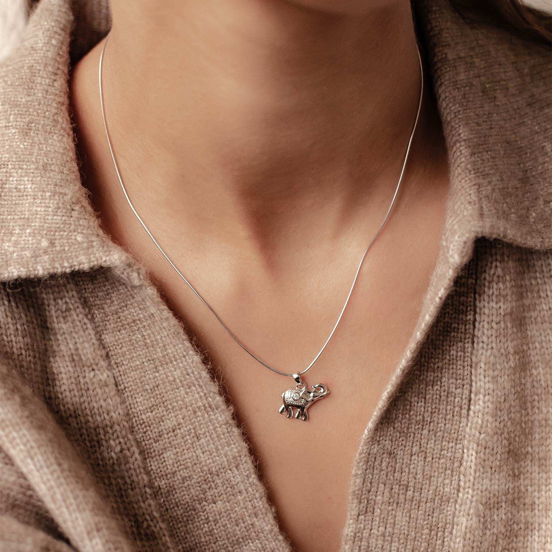 Collier Pendentif Éléphant Succès Argent Sterling