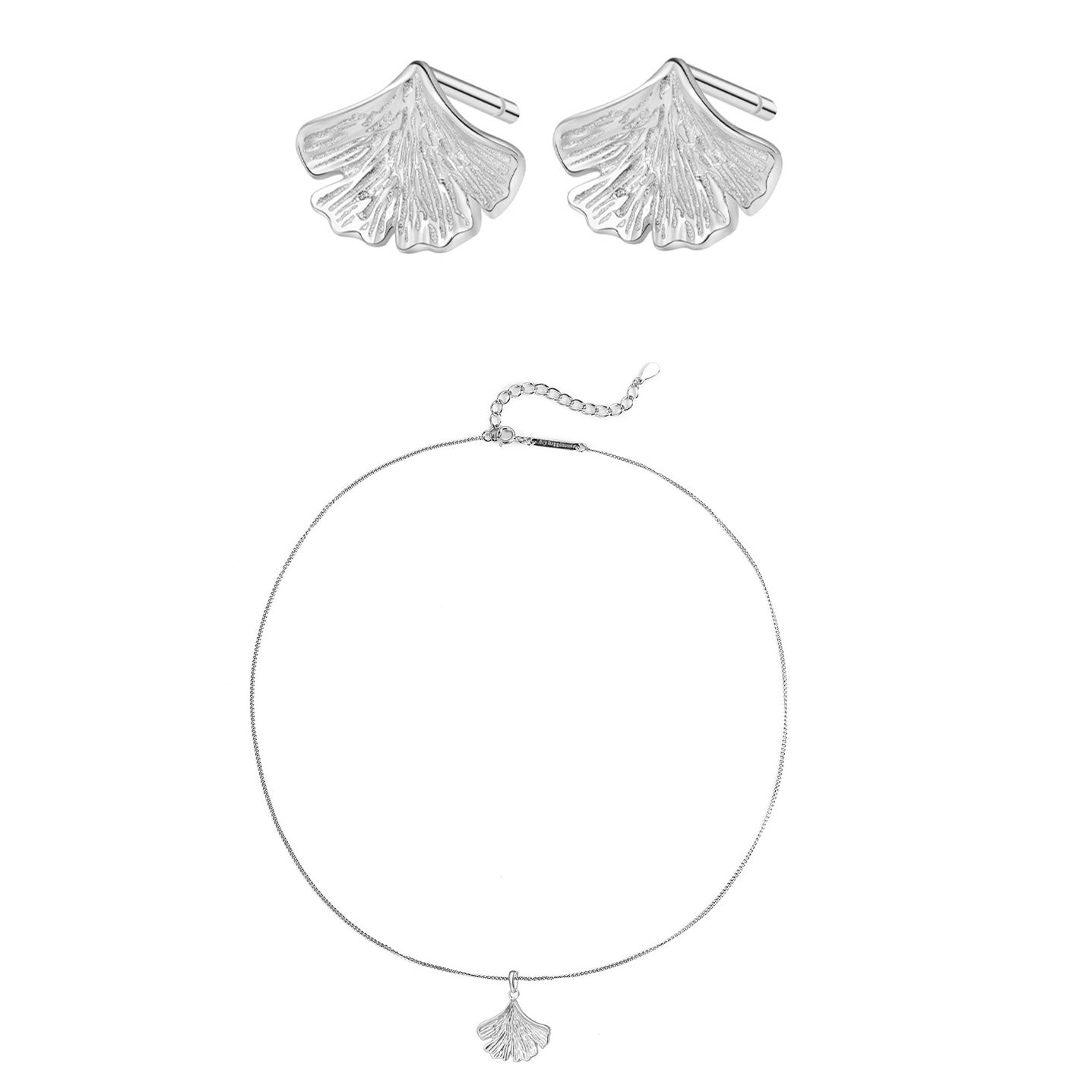 Ginkgo-Blatt Schmuckset aus Sterlingsilber