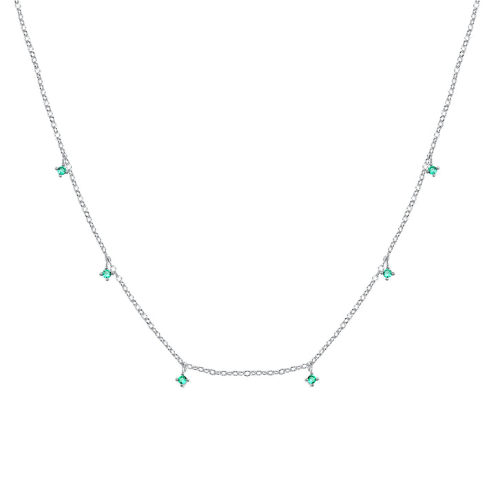 Collier Charme Pierre Vert Sterling Argent