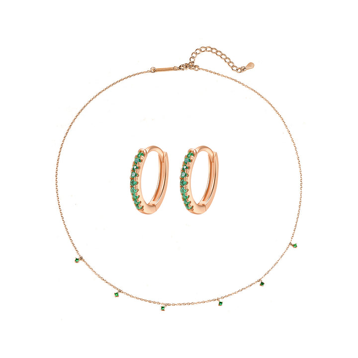 Ensemble Bijoux Pierre Vert Argent Sterling