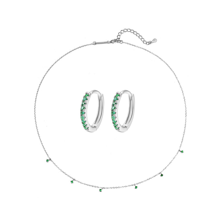 Ensemble Bijoux Pierre Vert Argent Sterling