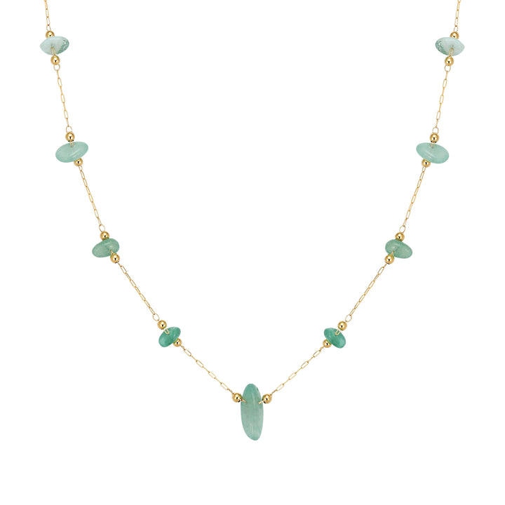 Collar Cuentas Piedra Verde Waterproof