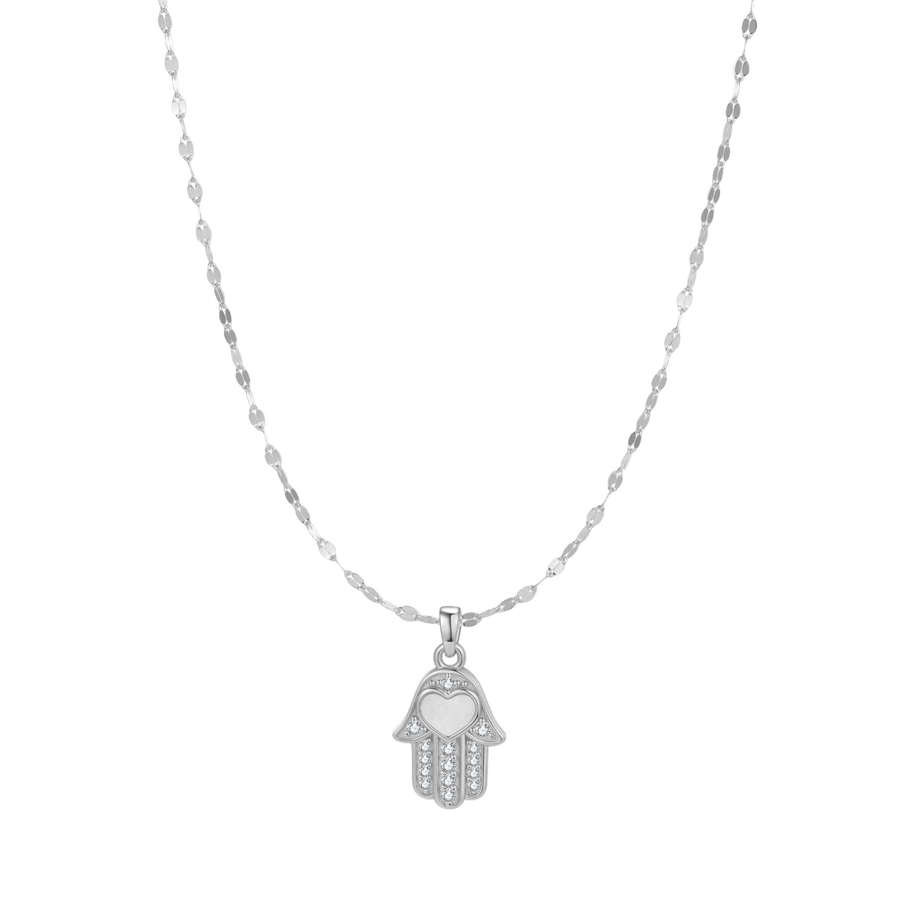 Hamsa Hand Anhänger Halskette für Schutz aus Sterlingsilber