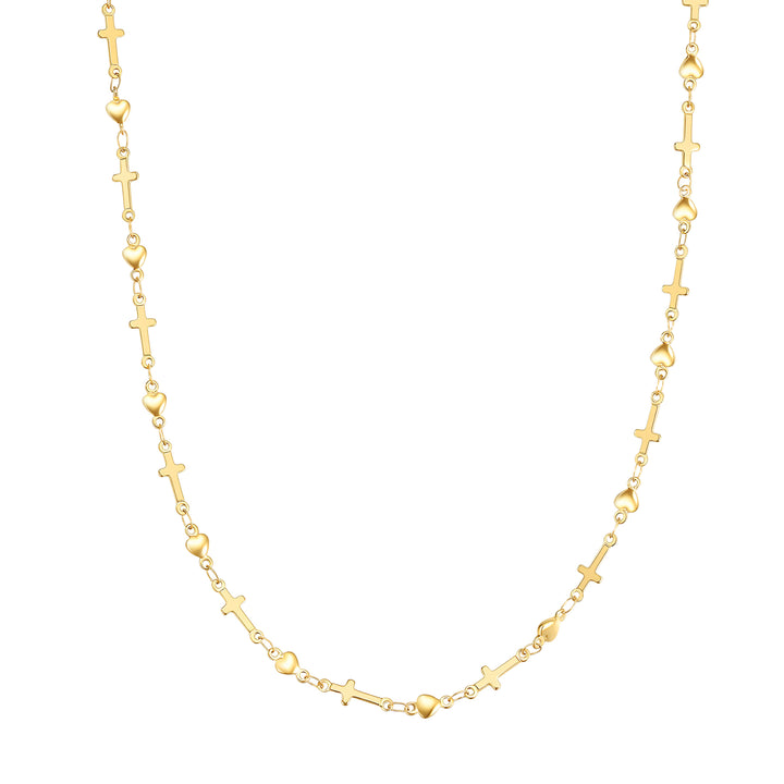 Collier Chaîne Cœur & Croix Waterproof