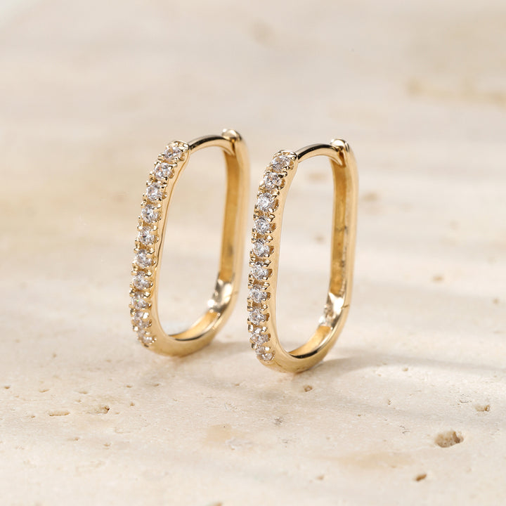Boucles d’Oreilles Huggies Oval Illuminated Or Massif 14 CT