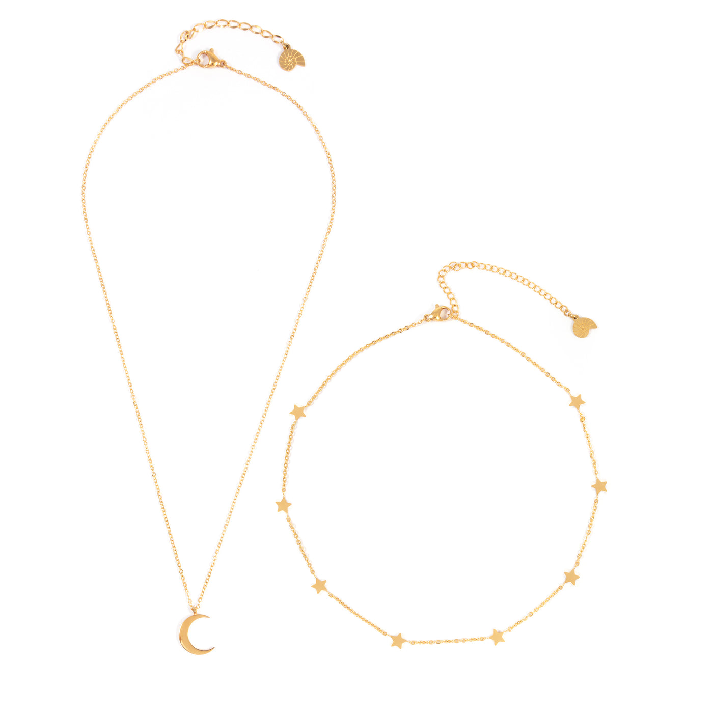 Moon Star Necklace Set Gold