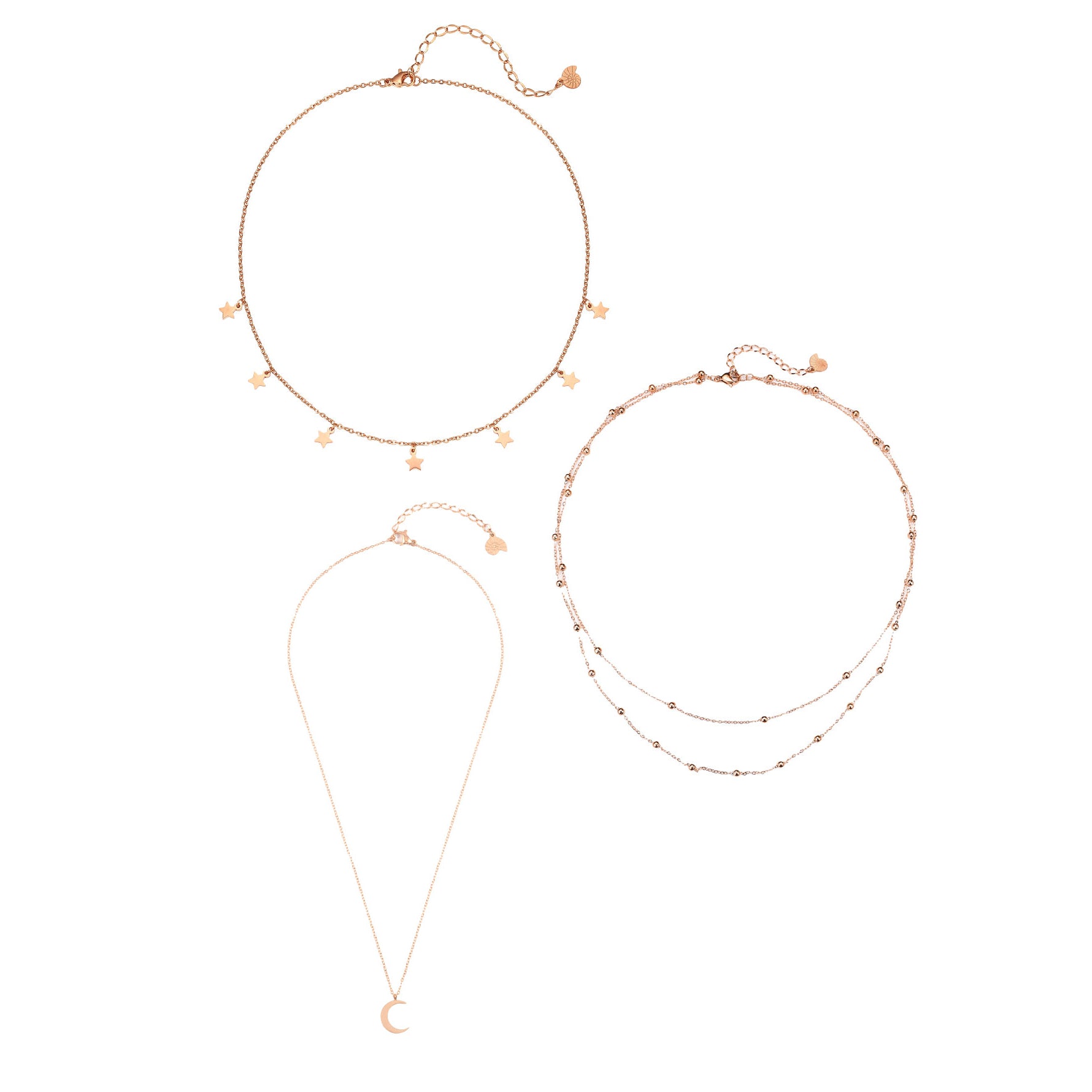 Multilayer Ketten Set Rosegold