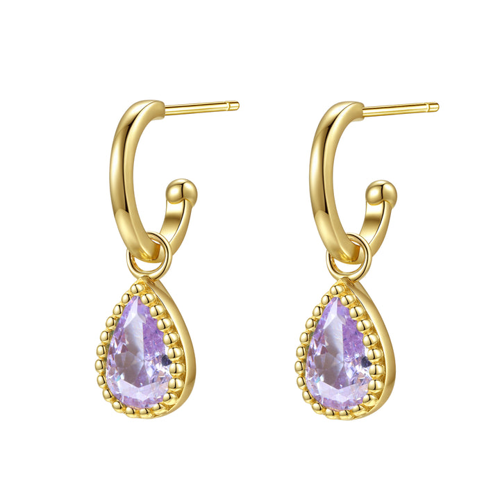 Boucles d’Oreilles Creoles Birthstone Alexandrite Juin Sterling Argent
