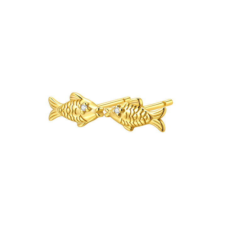 Boucles d’Oreilles Puces Poissons S’Embrassant Argent Sterling