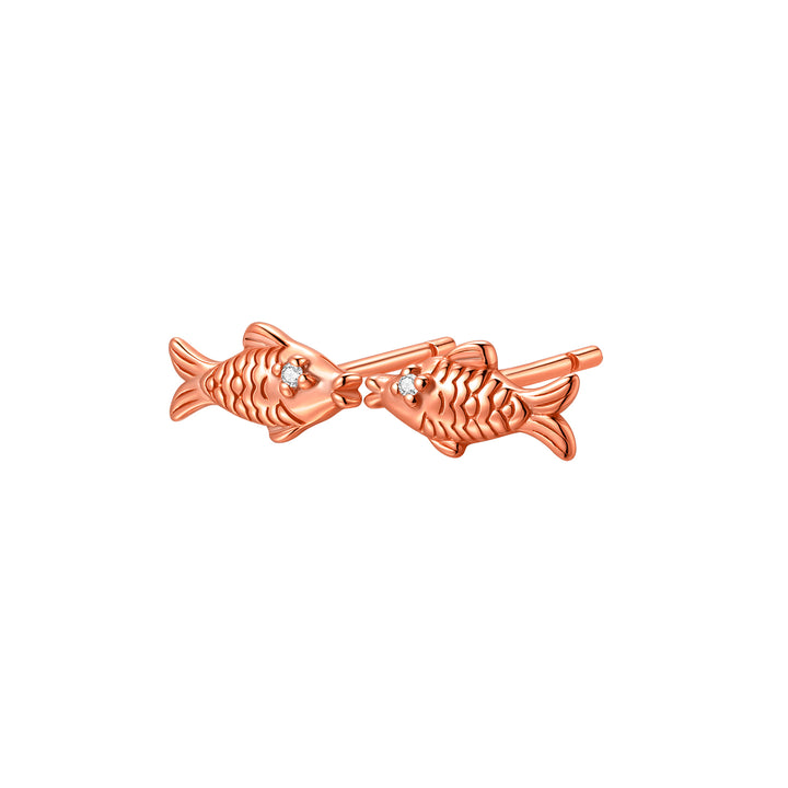 Pendientes Botón Peces Besándose Plata de Ley 925