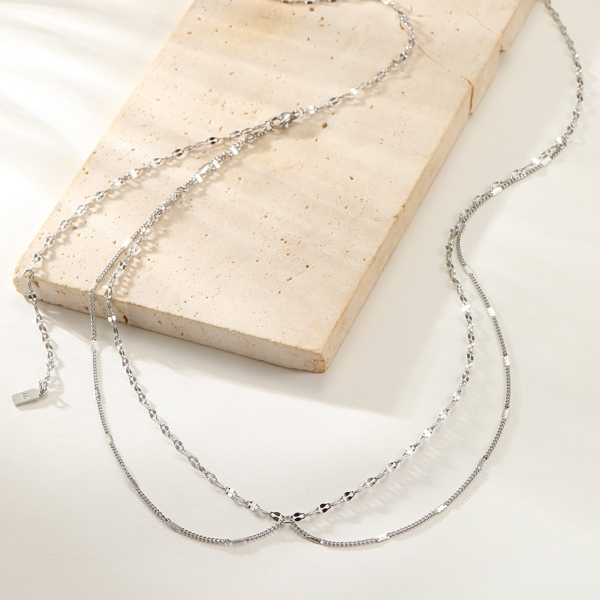 Layered Rolo and Starburst Belly Chain Waterproof
