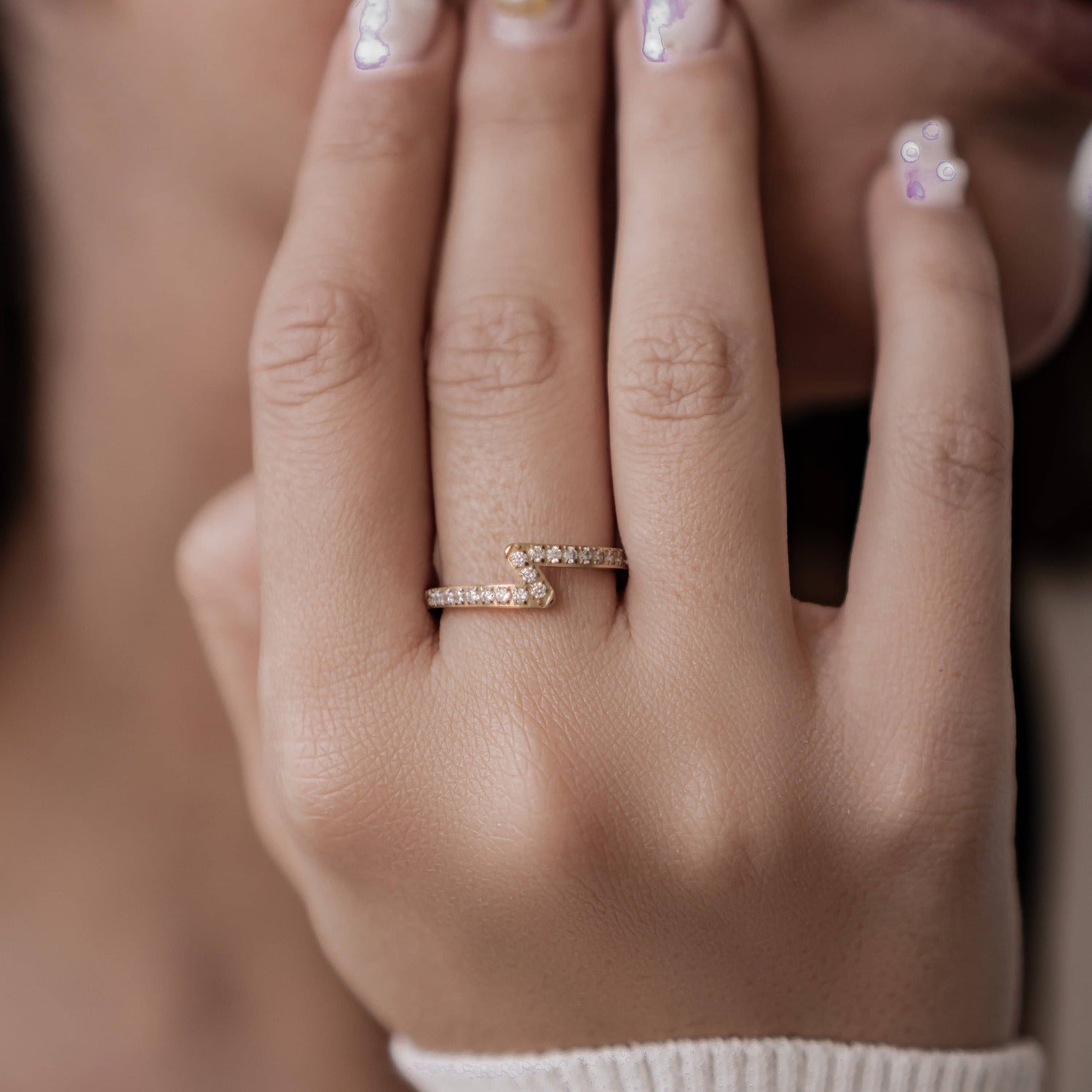 Lightning Bolt Gemstone Ring Stainless Steel