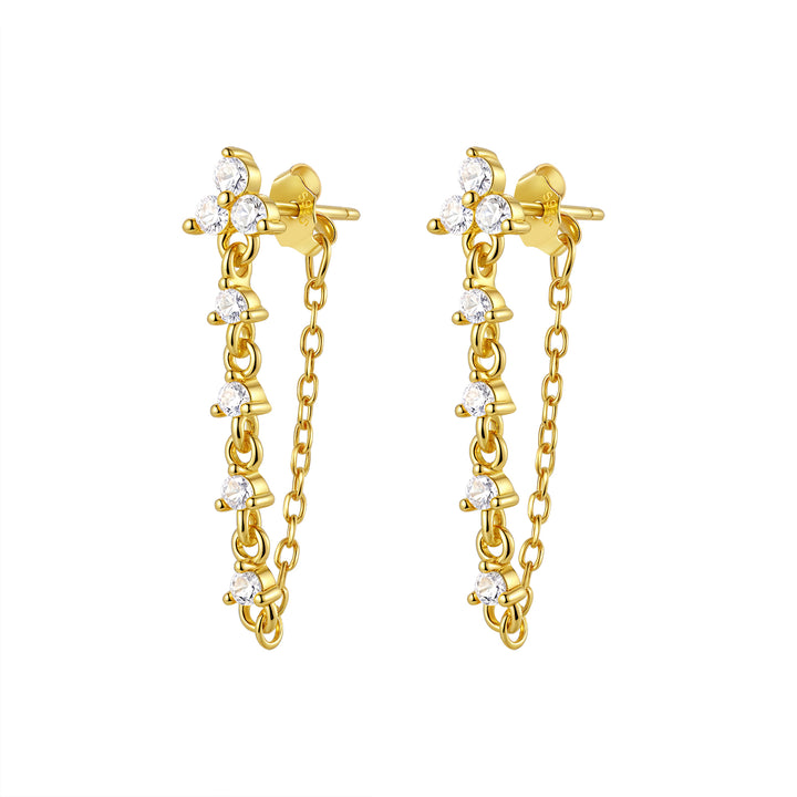 Lily Blossom Chain Earrings Sterling Silver