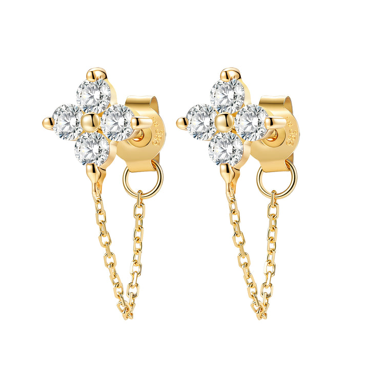 Pendientes Cadena Suerte Oro 14K