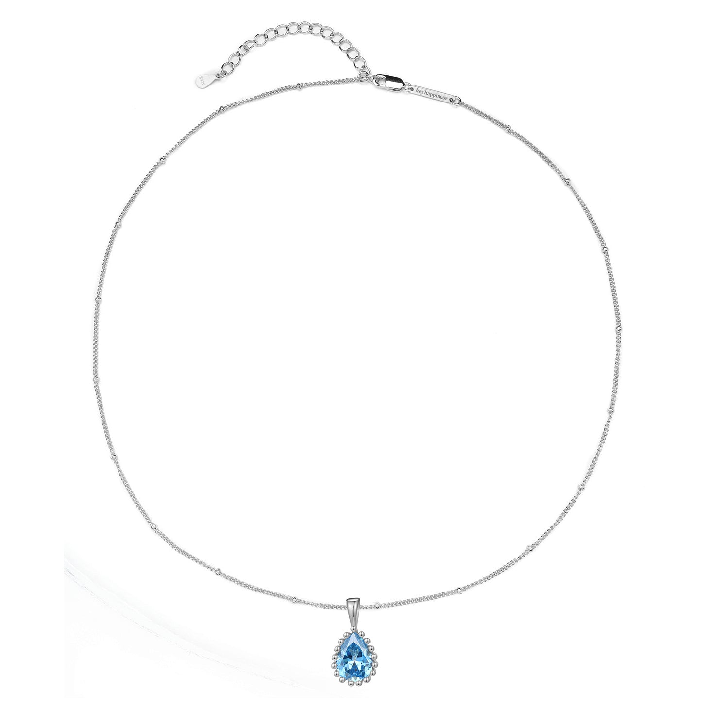 März Aquamarin Geburtsstein Halskette Sterlingsilber