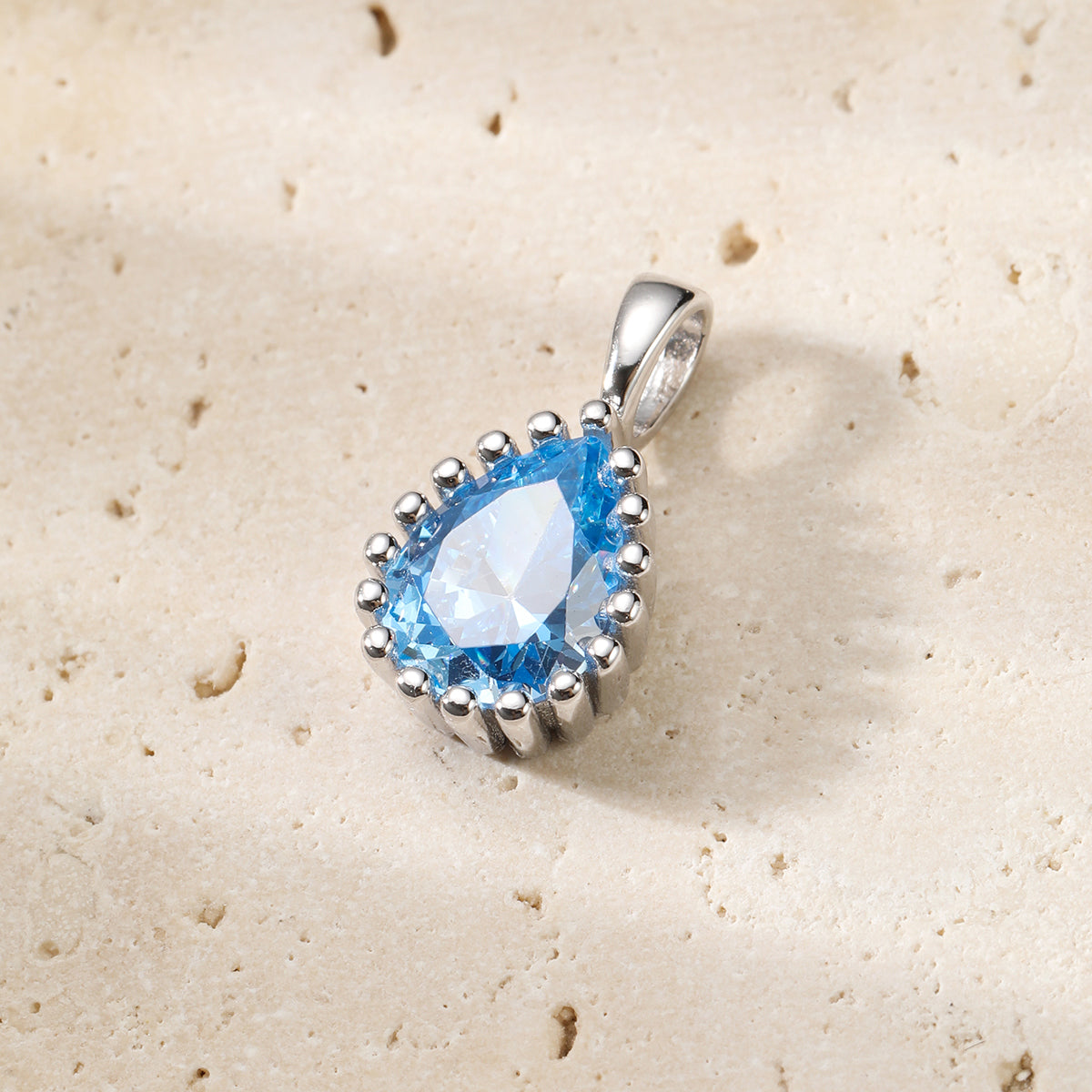 März Aquamarin Geburtsstein Halskette Sterlingsilber