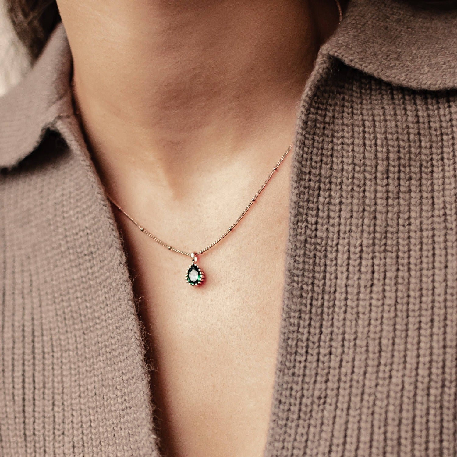 Collier Pierre de Naissance Mai Émeraude Argent Sterling
