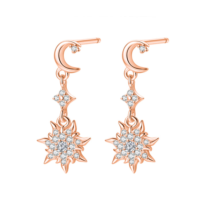 Pendientes Colgantes Luna y Sol Plata de Ley 925