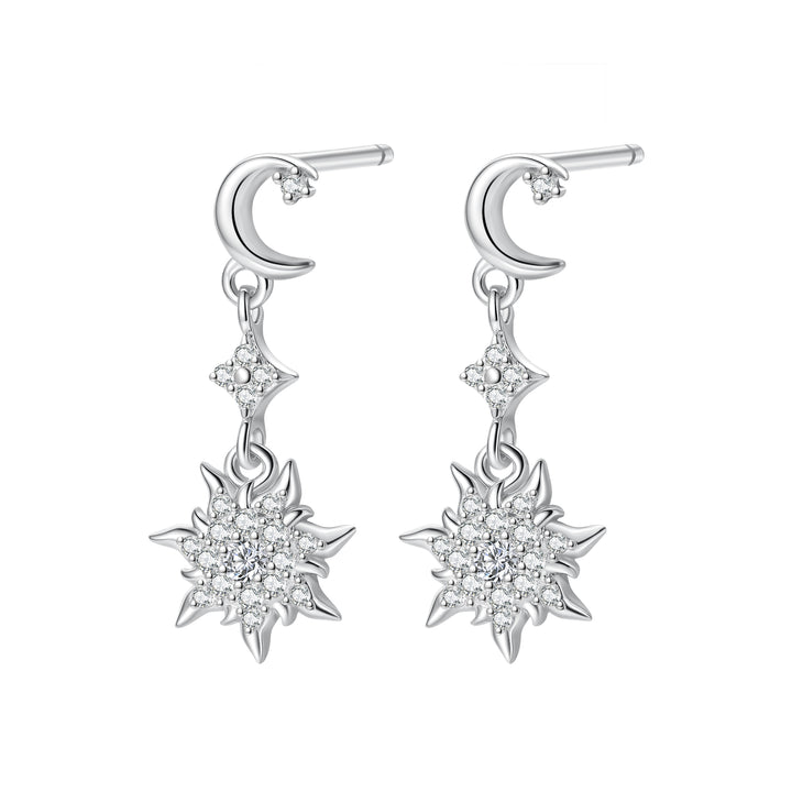 Pendientes Colgantes Luna y Sol Plata de Ley 925