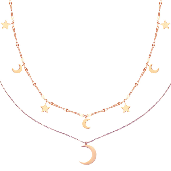 Set Collares Joyería Luna y Estrella Waterproof