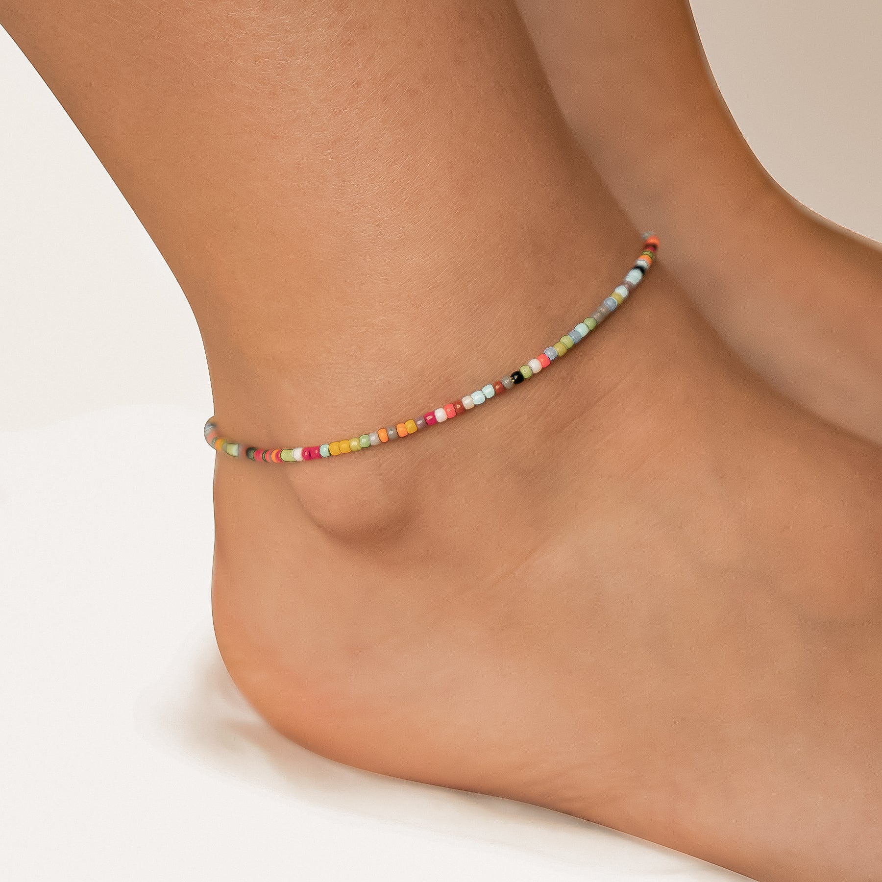Multicolor Perlen Fußkettchen – Waterproof