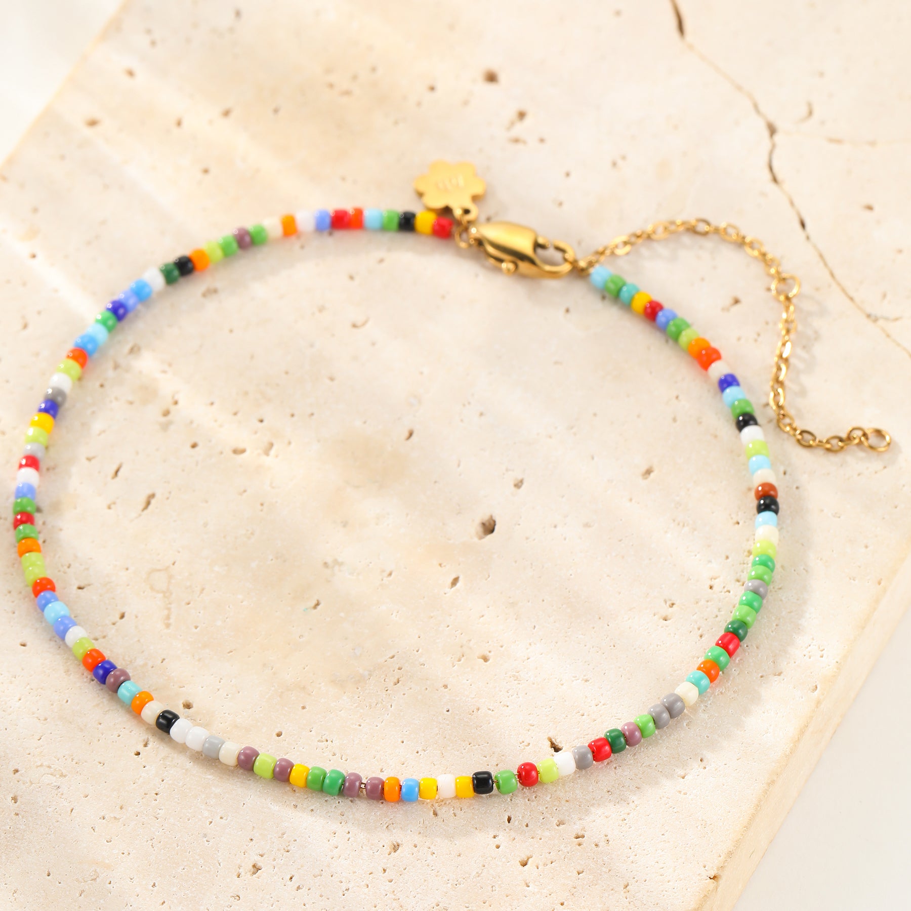Multicolor Perlen Fußkettchen – Waterproof